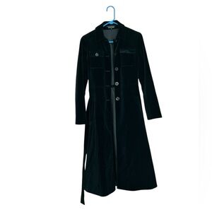 Theory Bergdorf Goodman Black Velvet Utility Padded Shoulder Long Jacket Size S